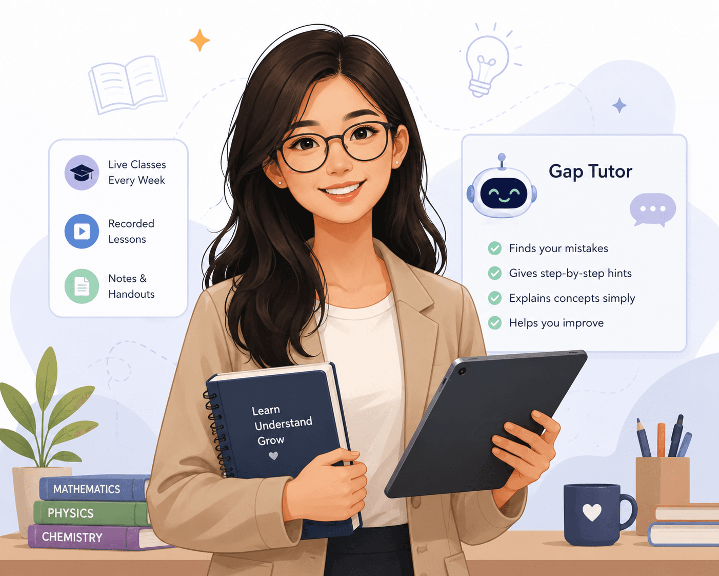 Student studying with notebook